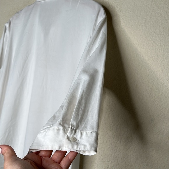 Uniqlo Minimalist Popover 3/4 Sleeve Top White Size Large Preppy Classic Capsule - Picture 7 of 7